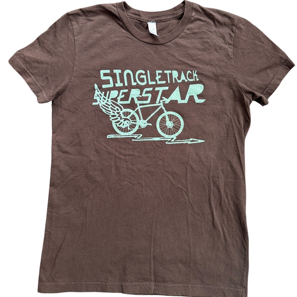 Twin Six Singletrack Superstar‎ T-Shirt Women XL Brown Graphic Bike Tee USA Made